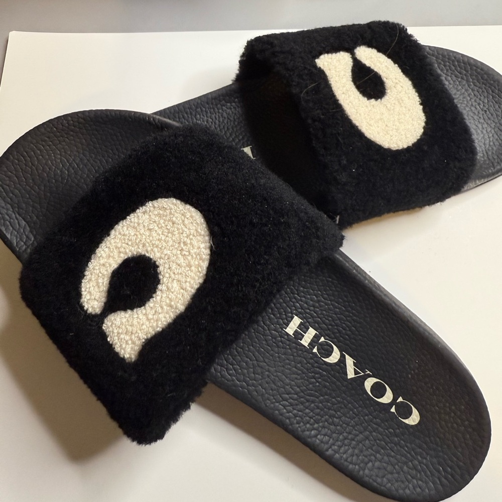 Coach Black and Cream Sandals